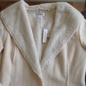 WHBM Cream Shearling & Suede Jacket Sz S
